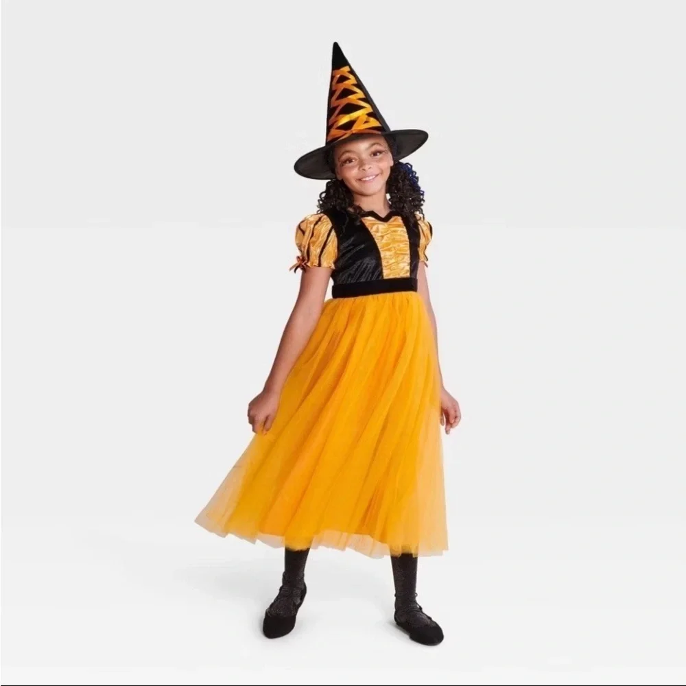 Kids Witch Costume in Black and Orange